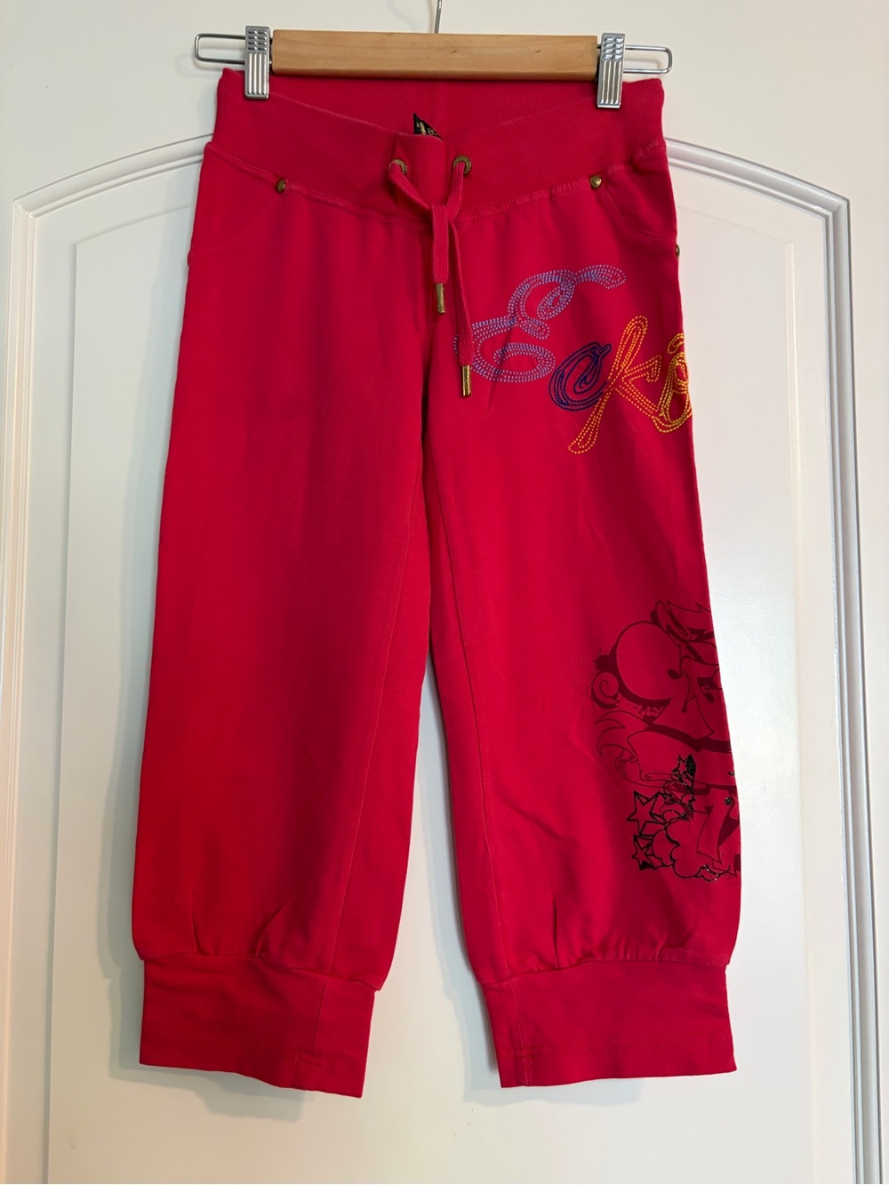Vintage Eckored Women’s Red Drawstring cropped Sweatpants Size Small